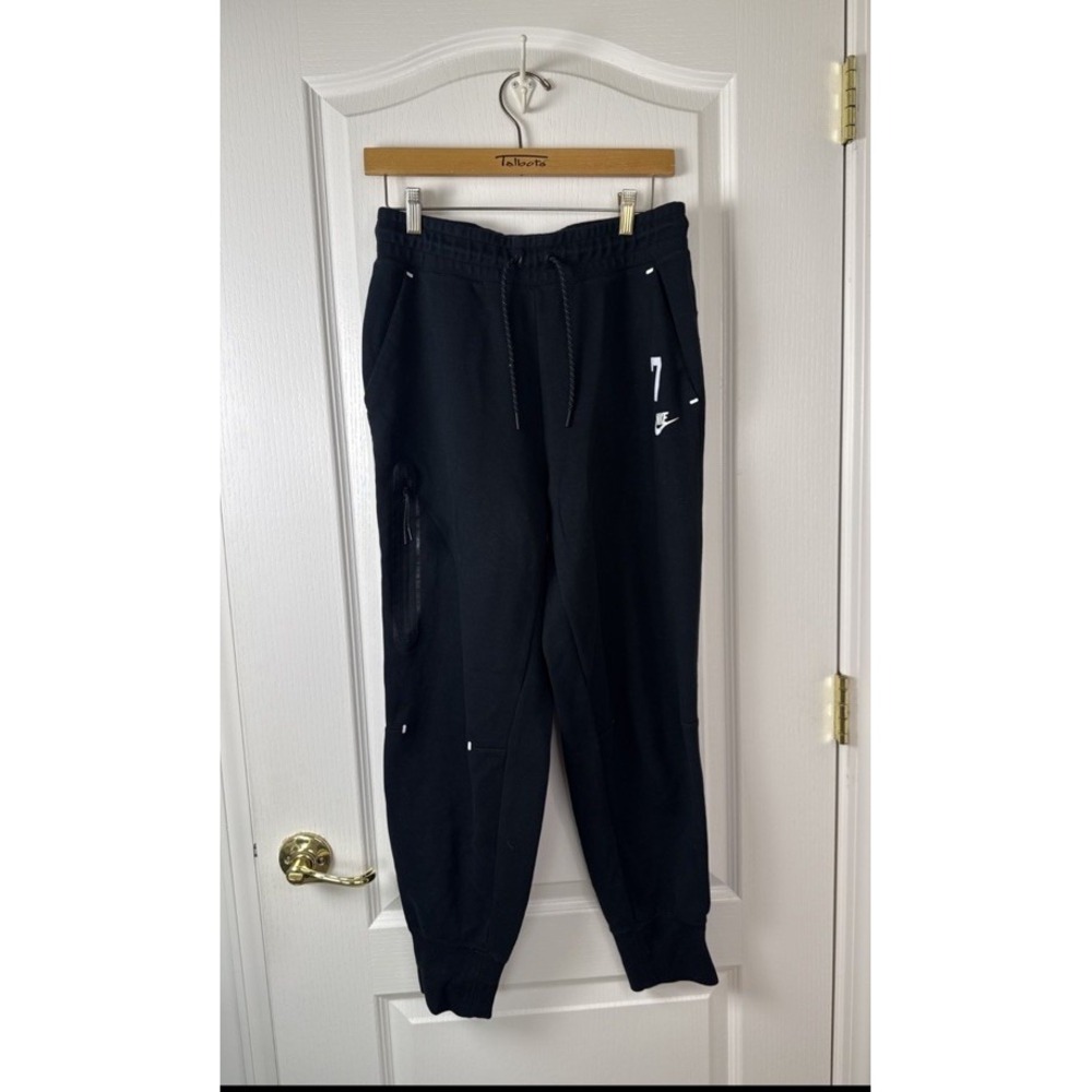 Nike Black Fleece Sweatpants Size M Zip Pocket 7 Graphic Joggers